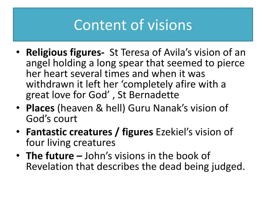 content of visions