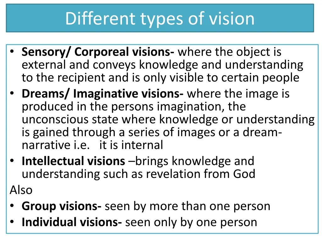 different types of vision