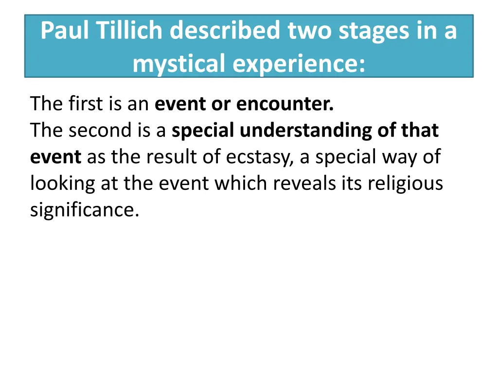 paul tillich described two stages in a mystical