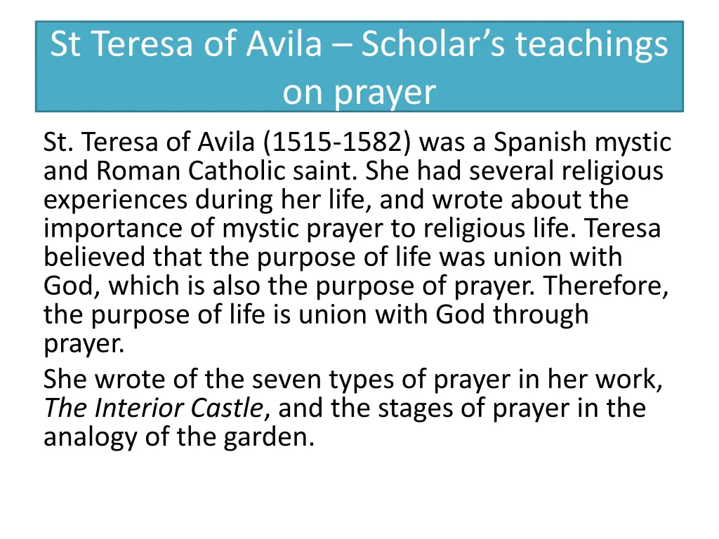 st teresa of avila scholar s teachings on prayer