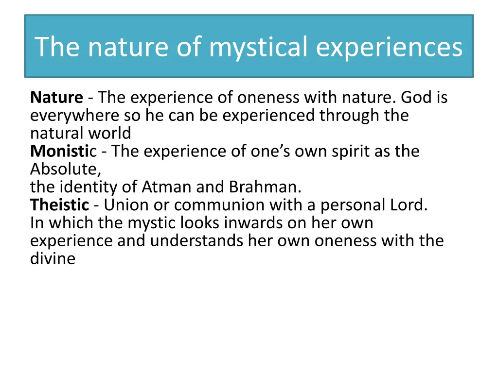 the nature of mystical experiences