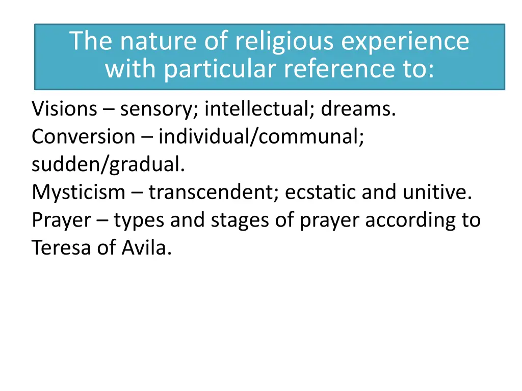 the nature of religious experience with