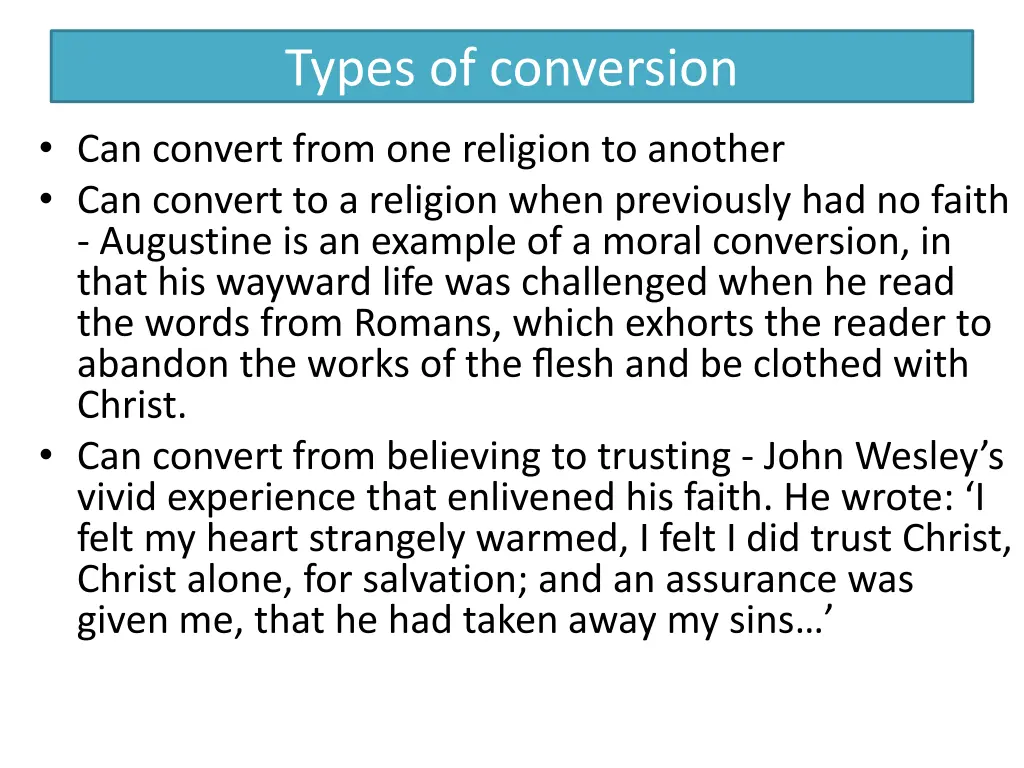 types of conversion