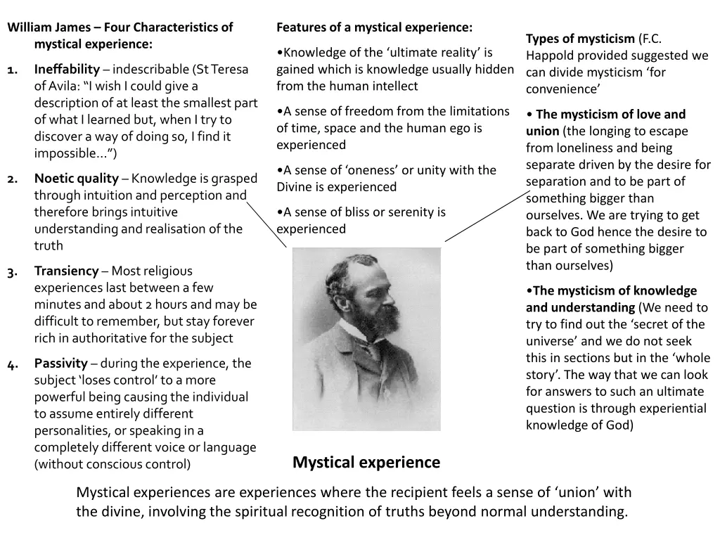 william james four characteristics of mystical