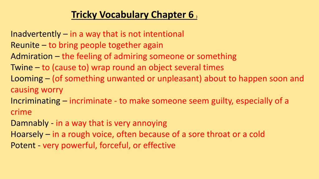 tricky vocabulary chapter 6