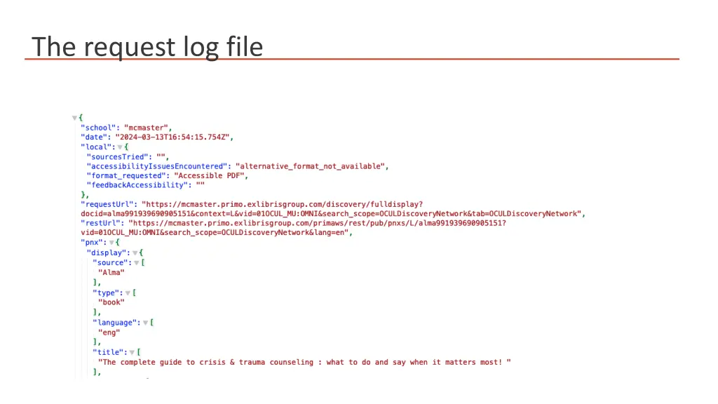 the request log file