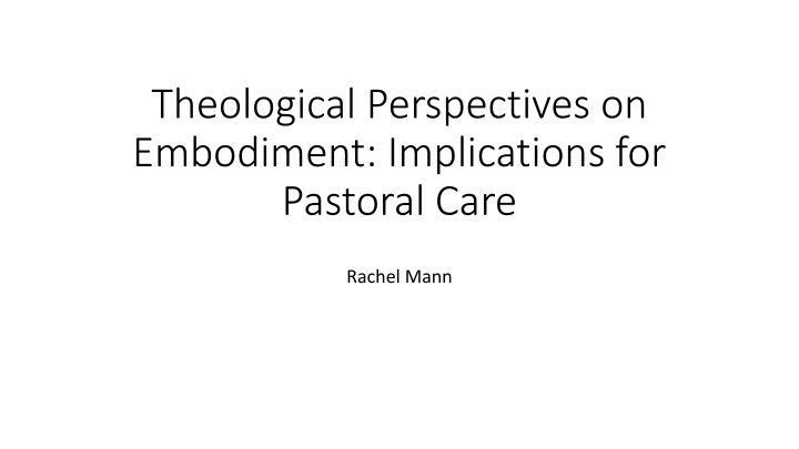 theological perspectives on embodiment