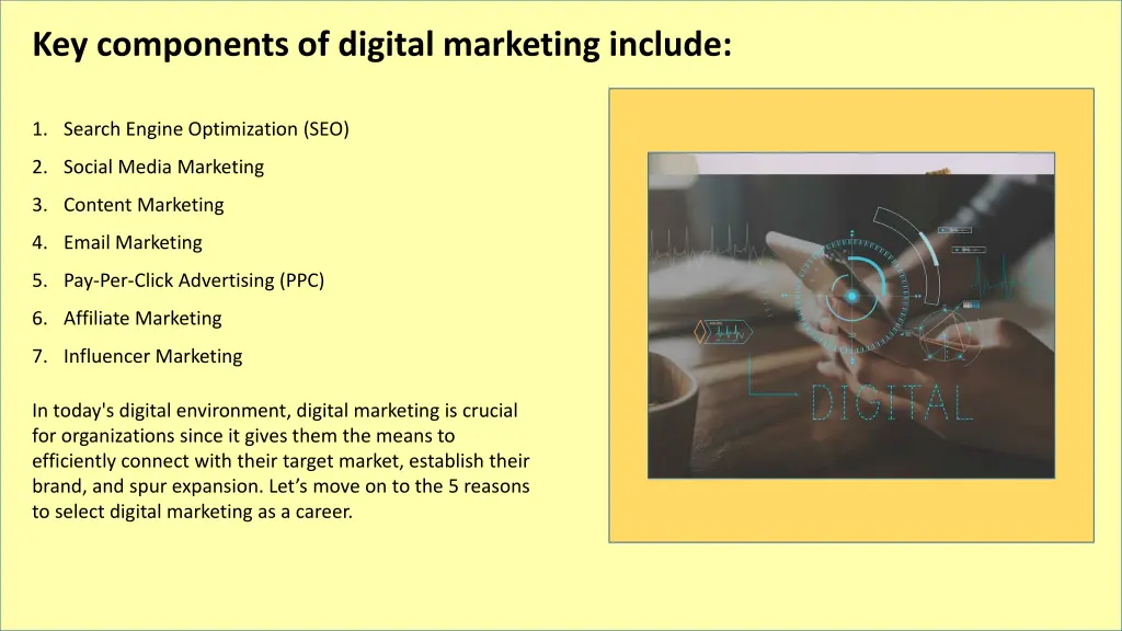 key components of digital marketing include