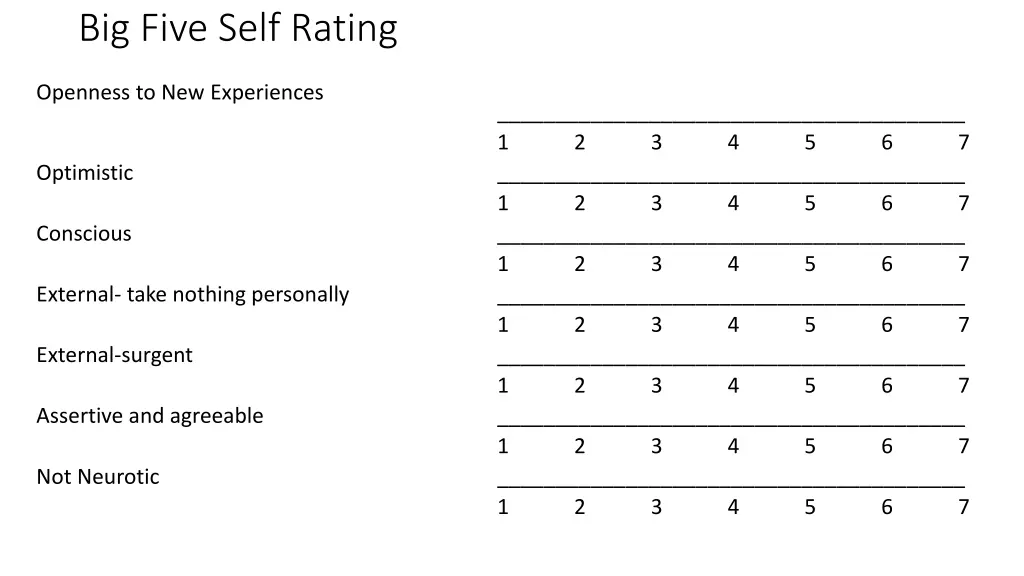 big five self rating