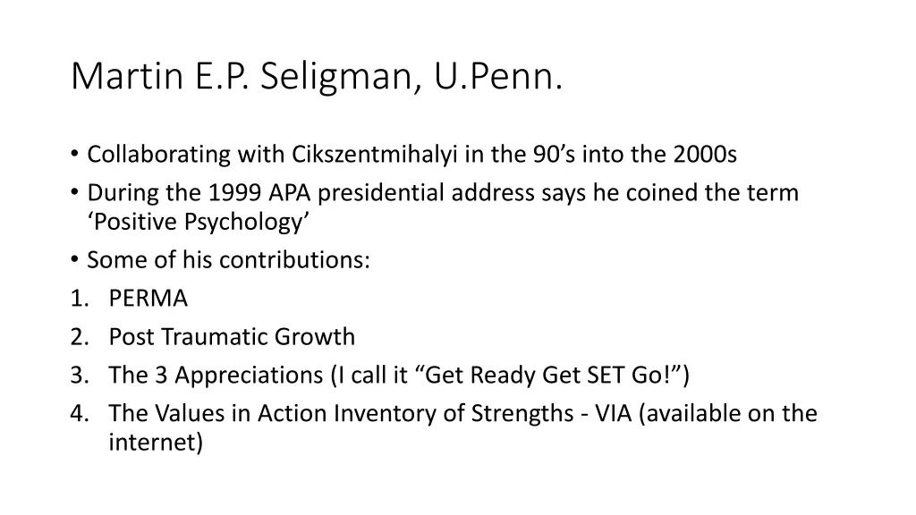 martin e p seligman u penn