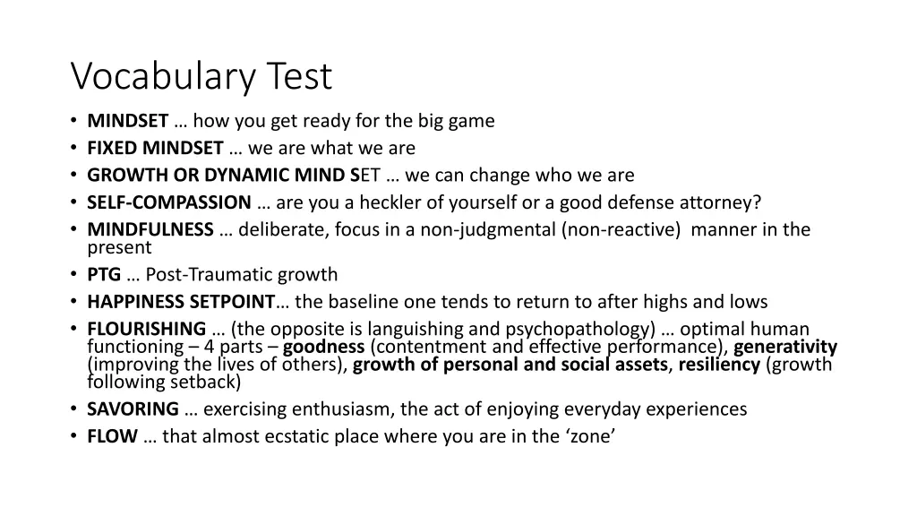 vocabulary test mindset how you get ready