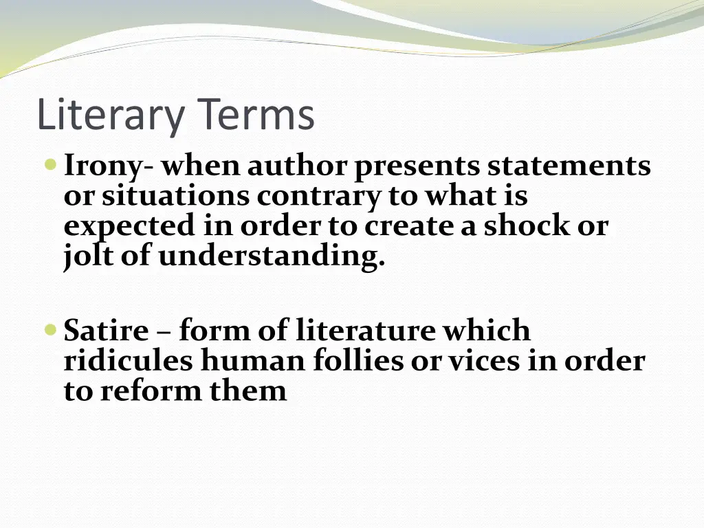 literary terms irony when author presents