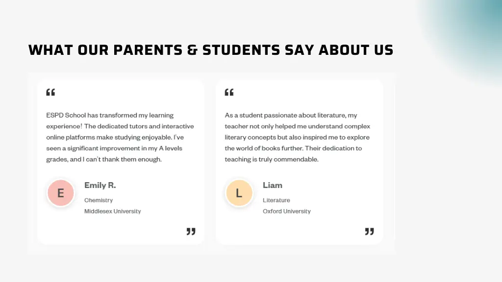 what our parents students say about us
