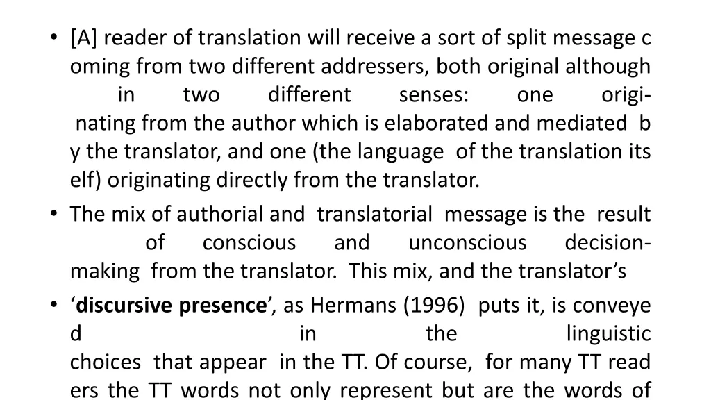 a reader of translation will receive a sort