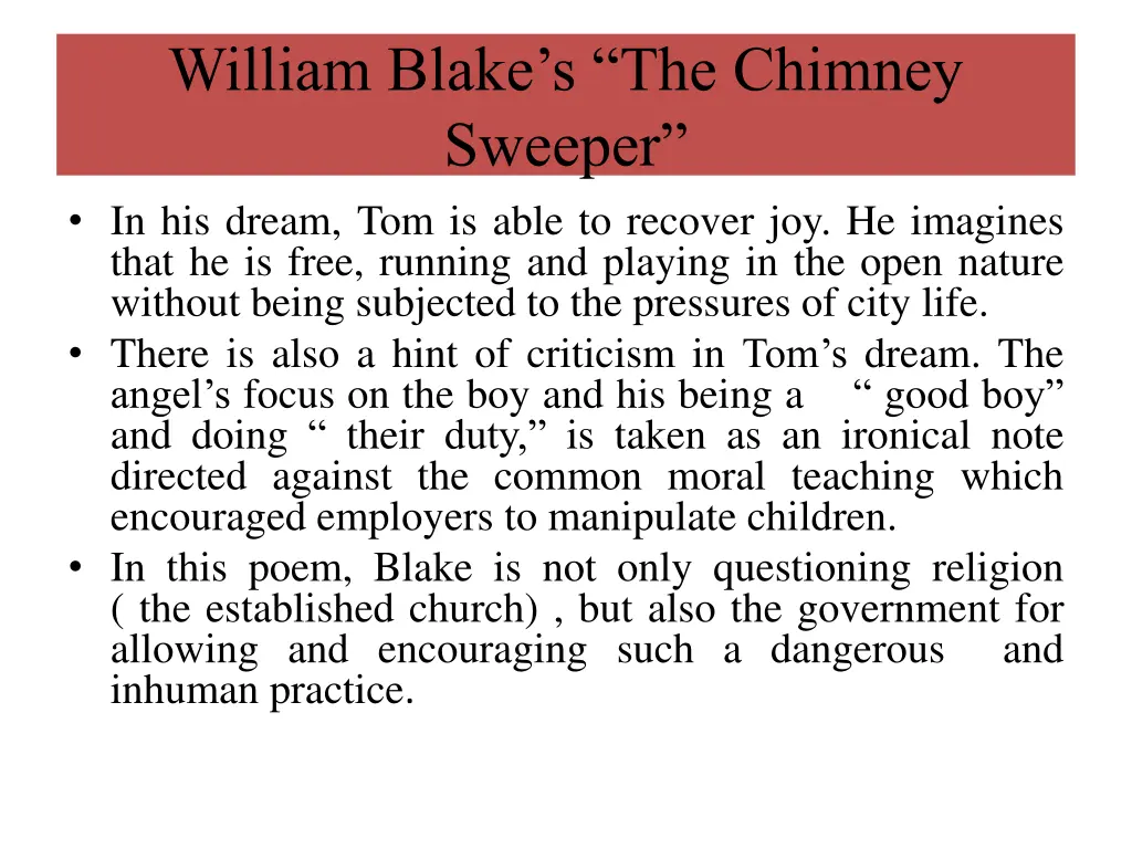 william blake s the chimney sweeper in his dream