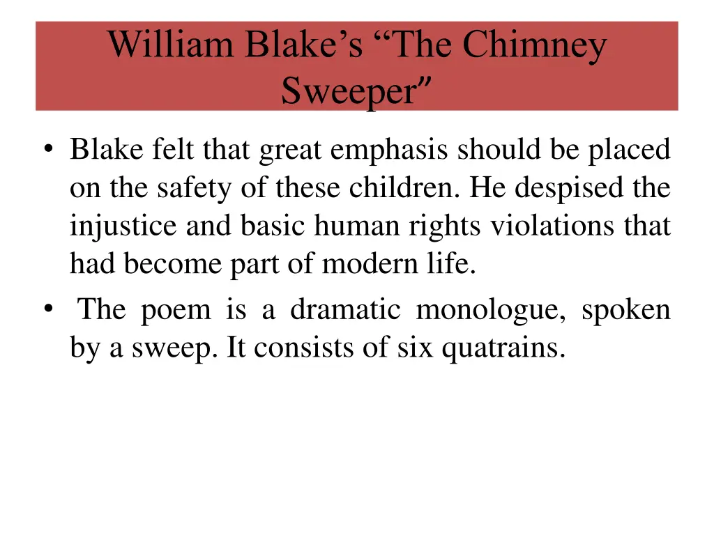 william blake s the chimney sweeper