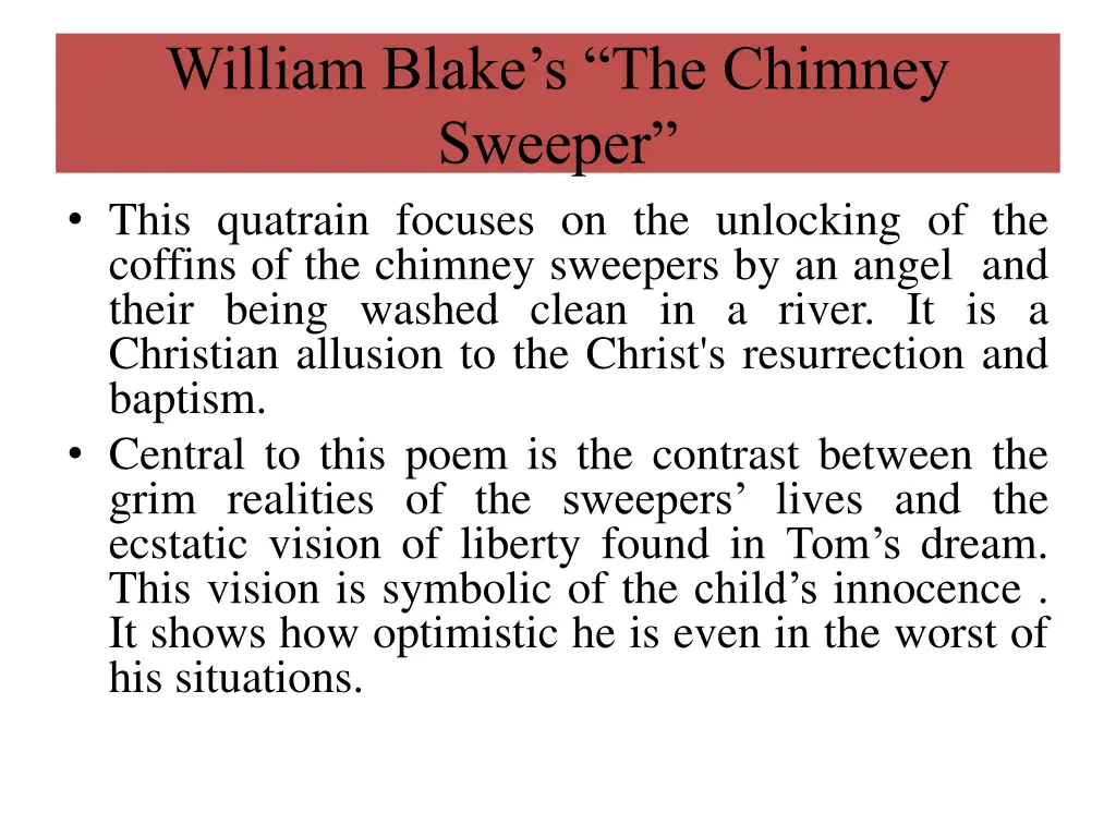 william blake s the chimney sweeper this quatrain