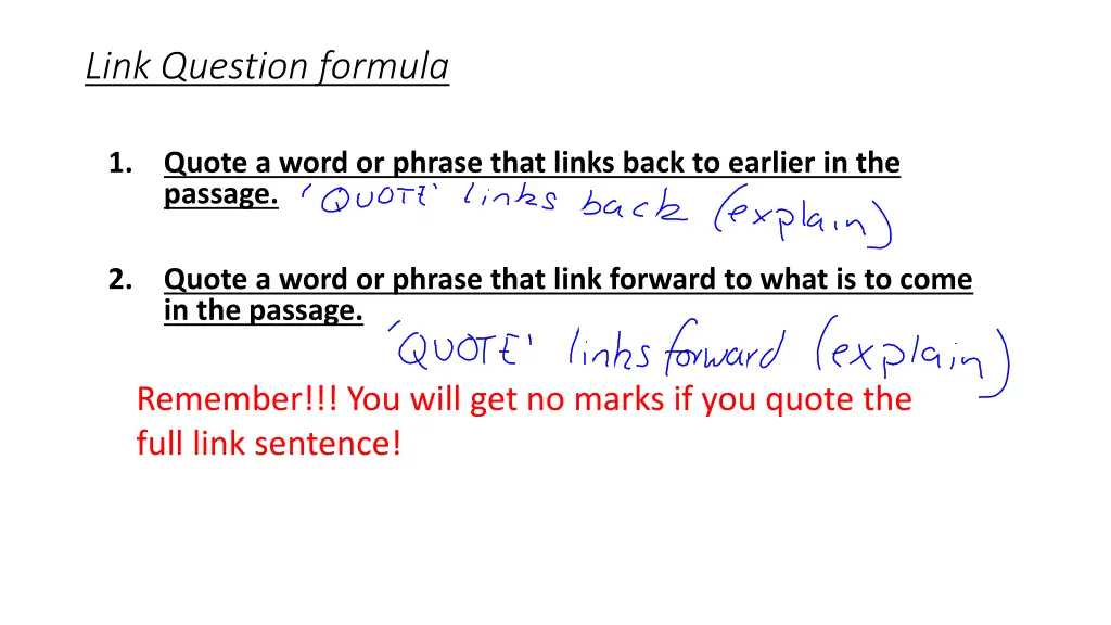 link question formula