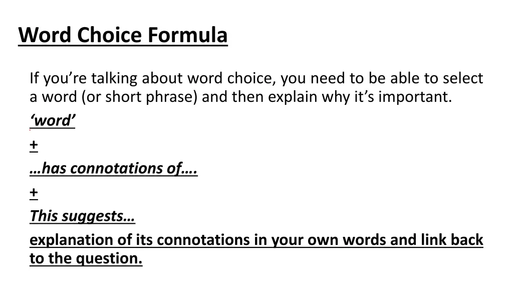 word choice formula