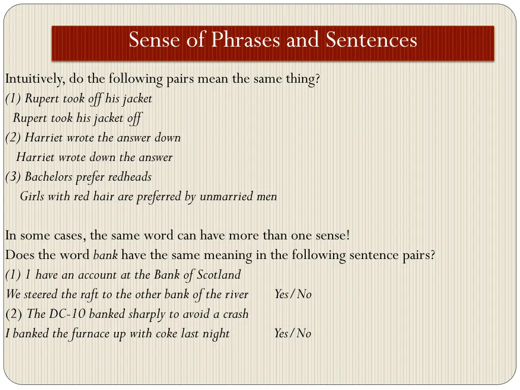 sense of phrases and sentences