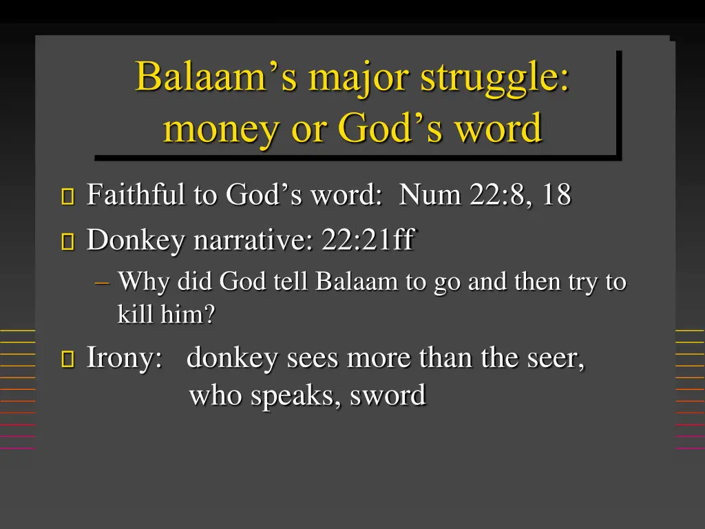 balaam s major struggle money or god s word