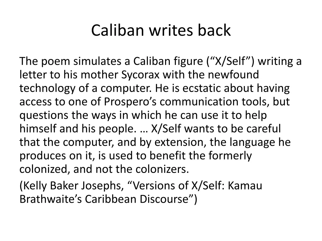 caliban writes back