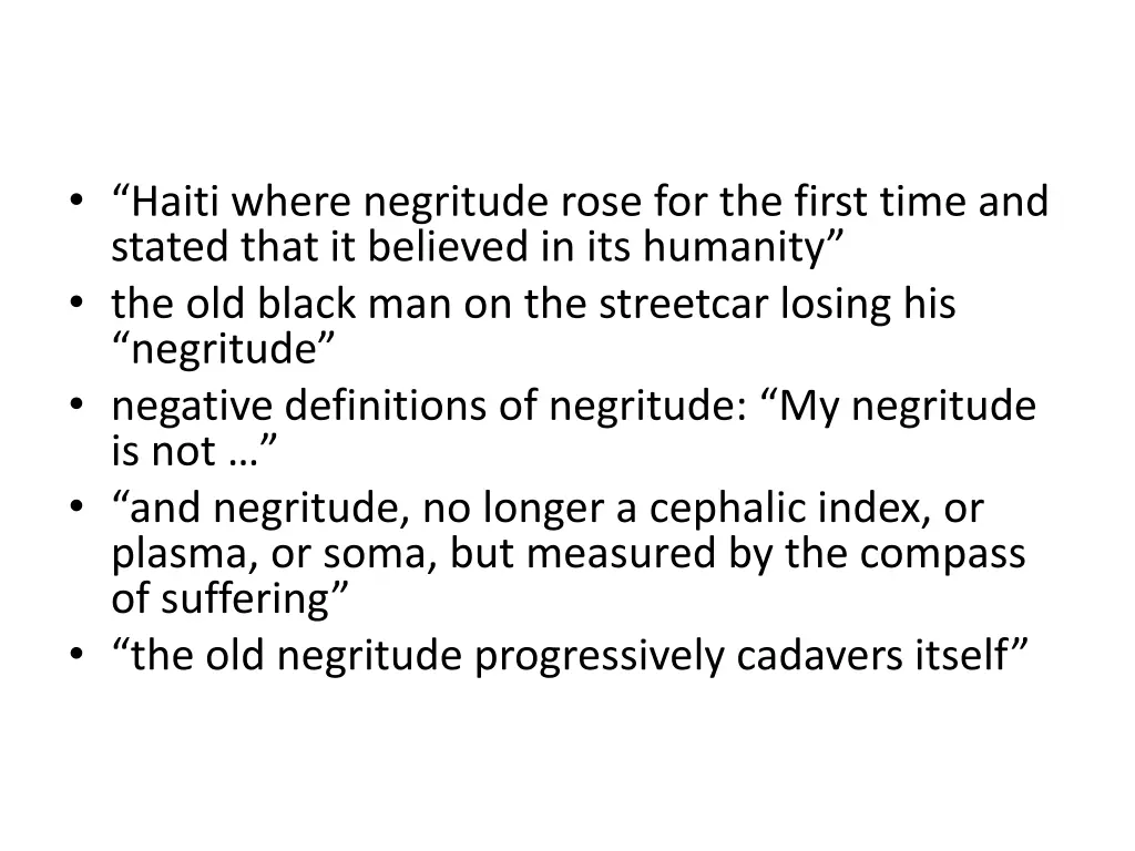 haiti where negritude rose for the first time