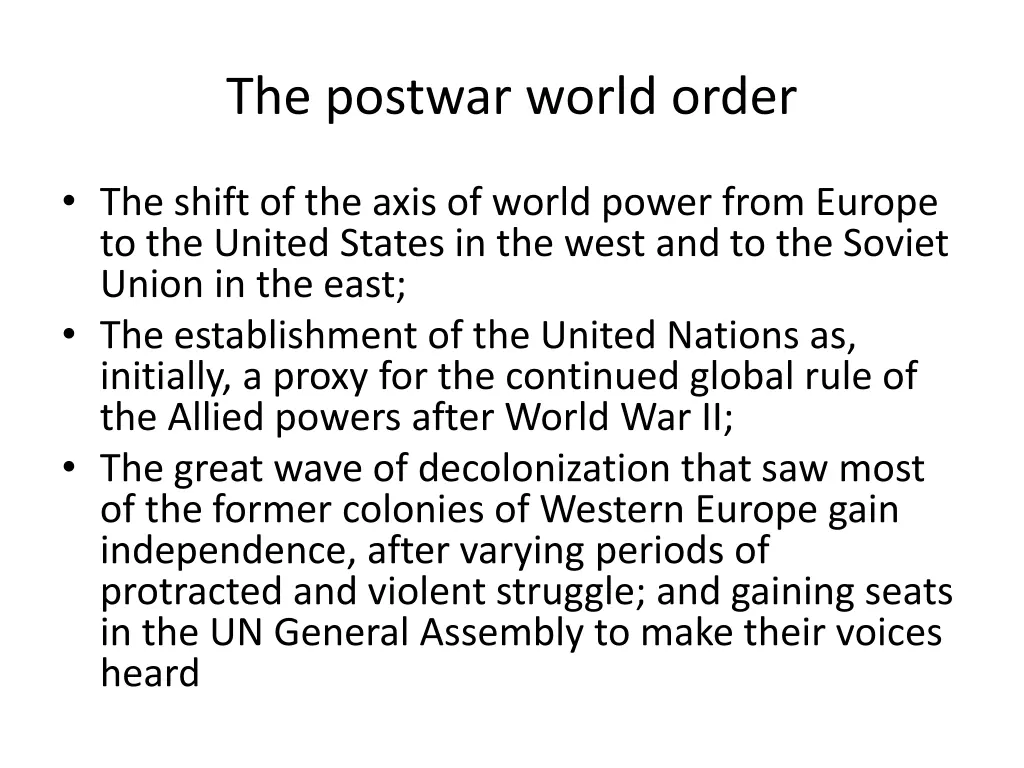 the postwar world order