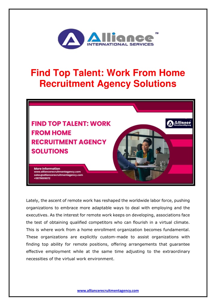 find top talent work from home recruitment agency