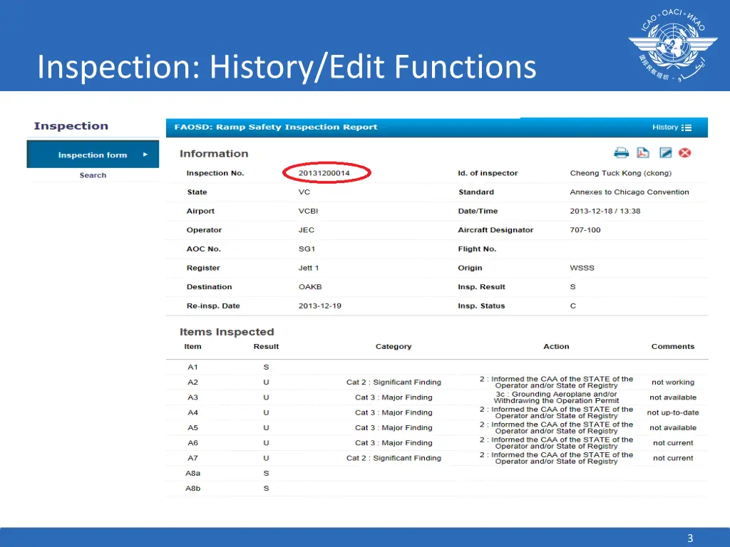 inspection history edit functions 1