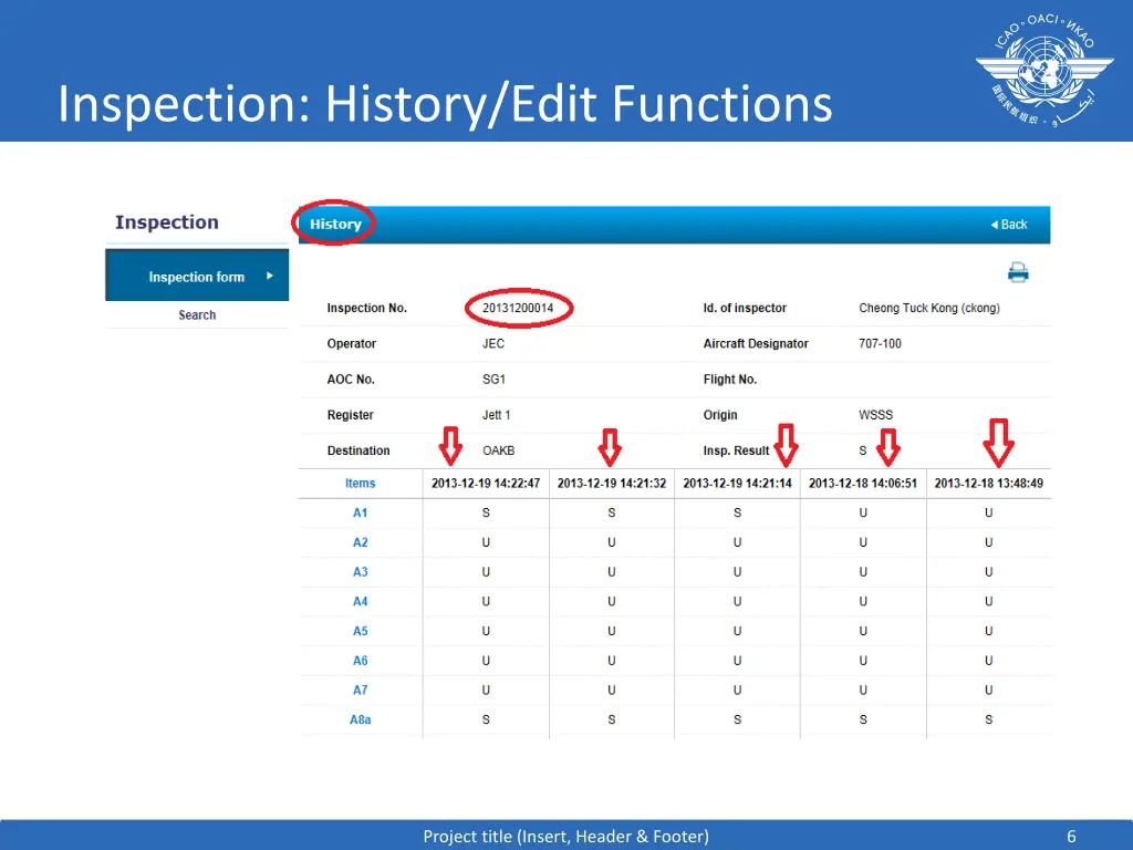 inspection history edit functions 3