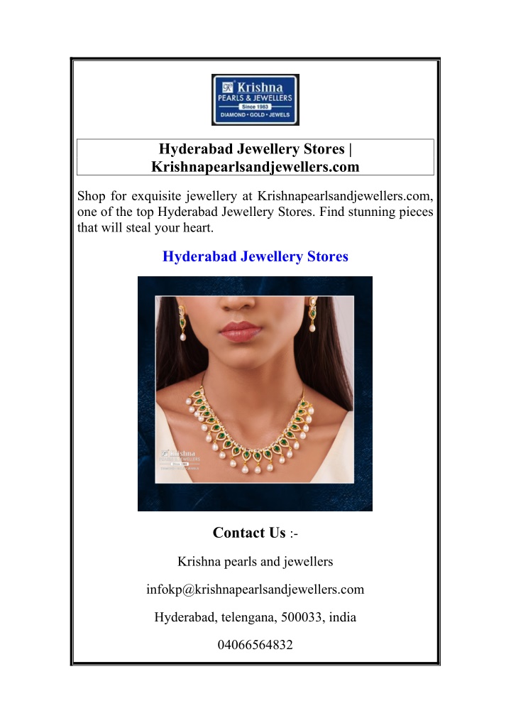 hyderabad jewellery stores