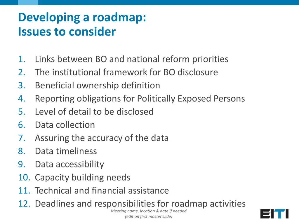 developing a roadmap issues to consider