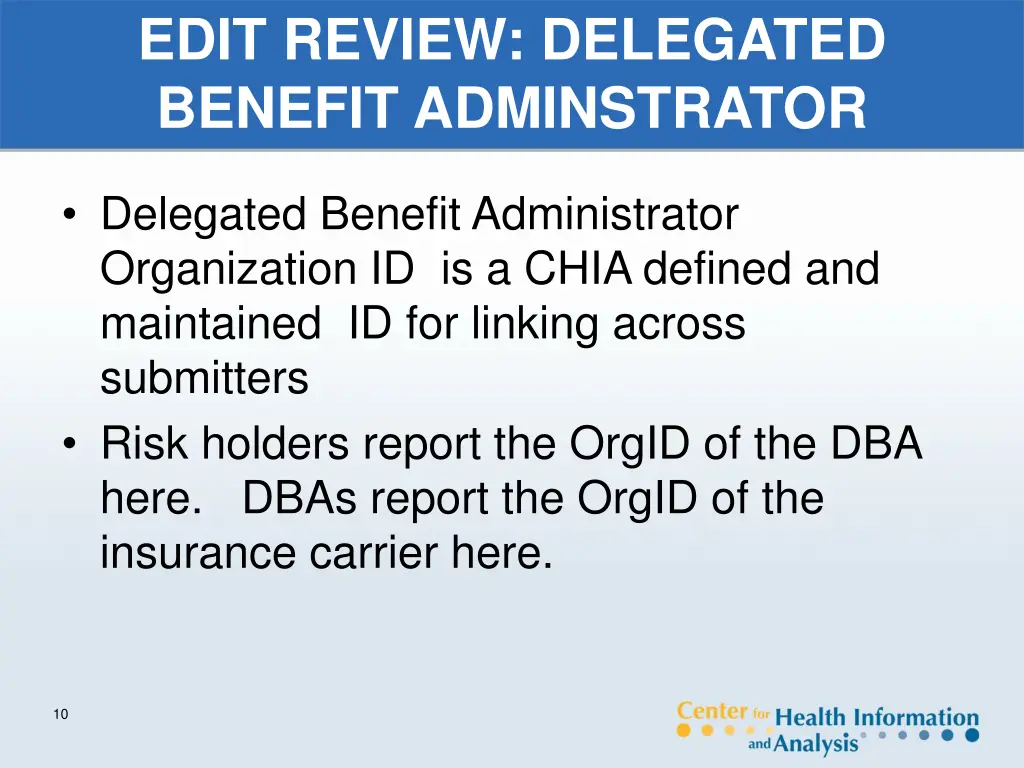 edit review delegated benefit adminstrator