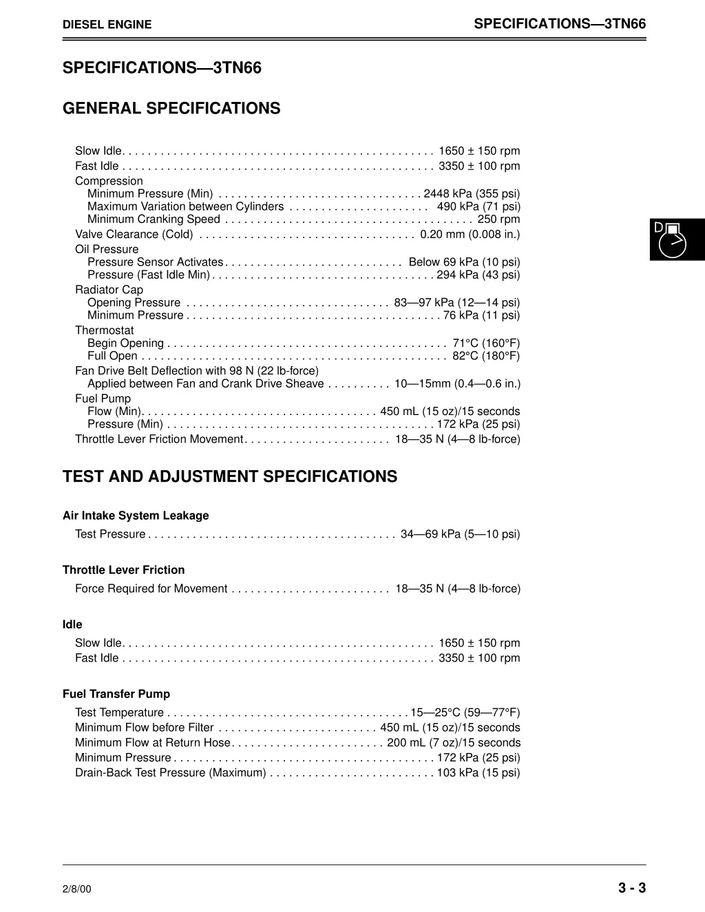 specifications 3tn66