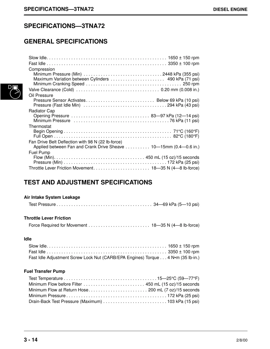 specifications 3tna72