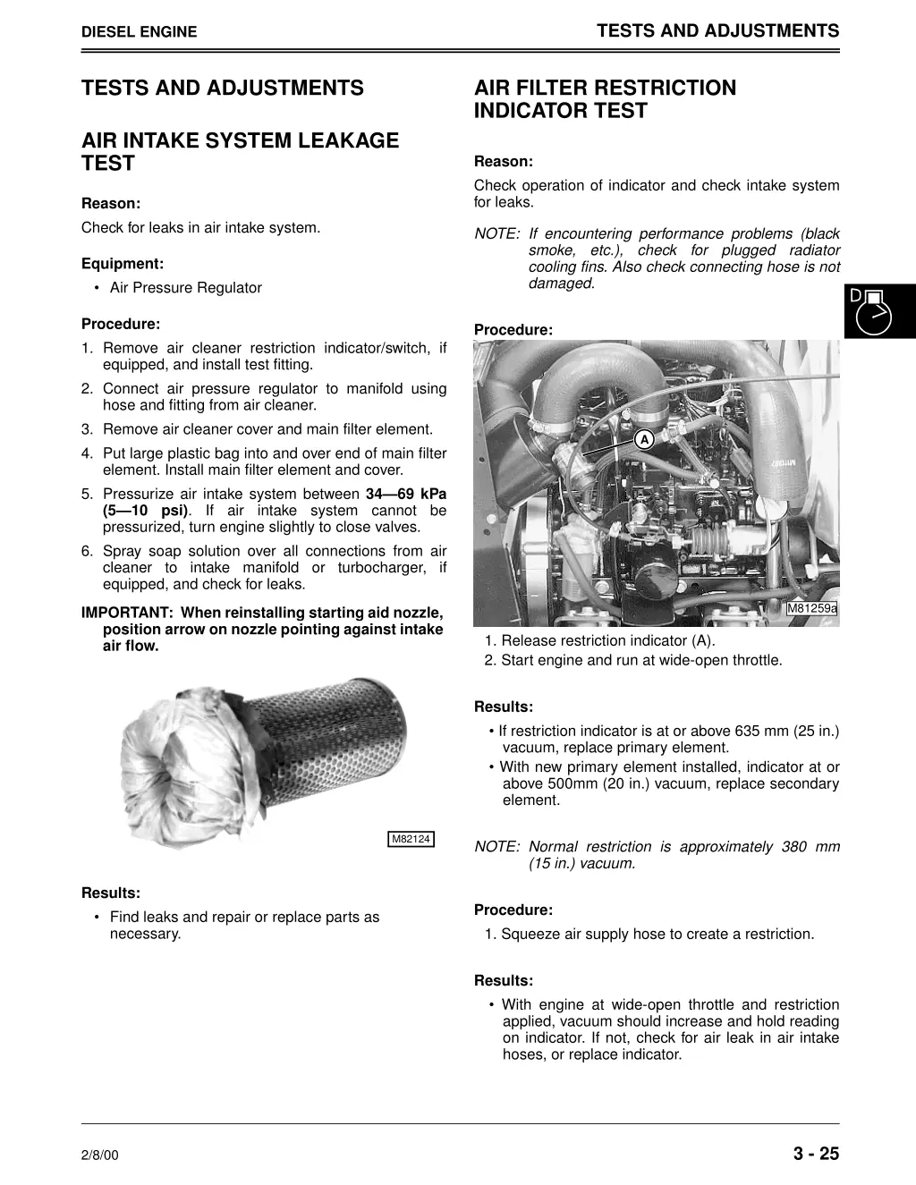 tests and adjustments