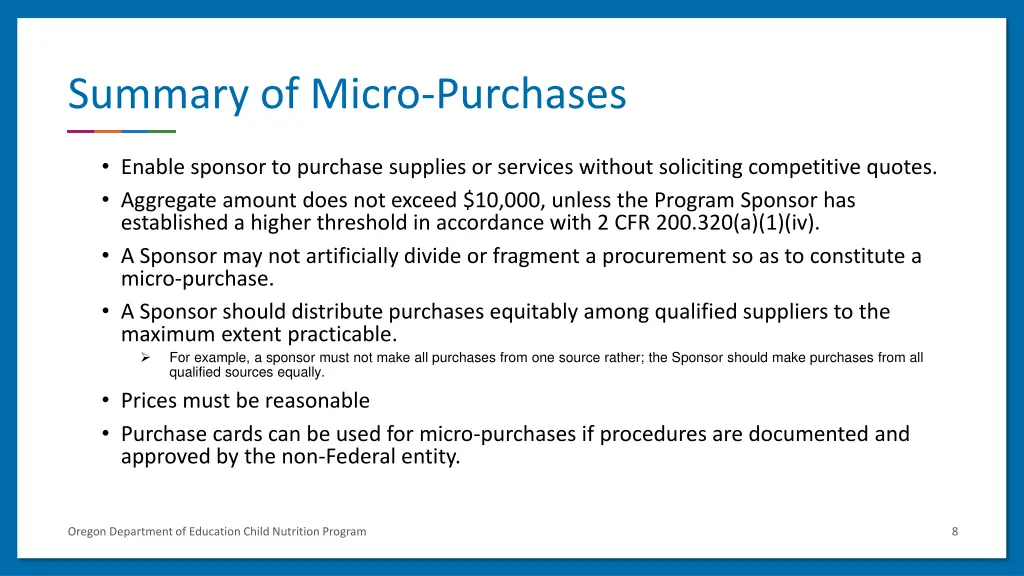 summary of micro purchases