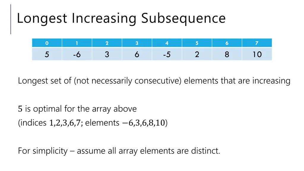 longest increasing subsequence