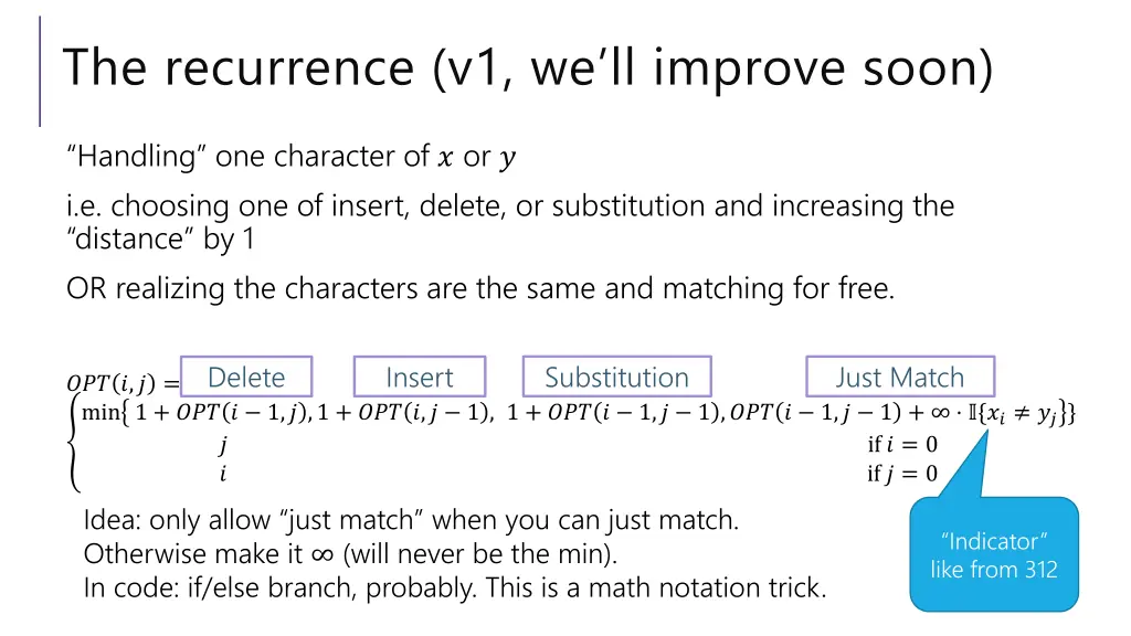 the recurrence v1 we ll improve soon 1