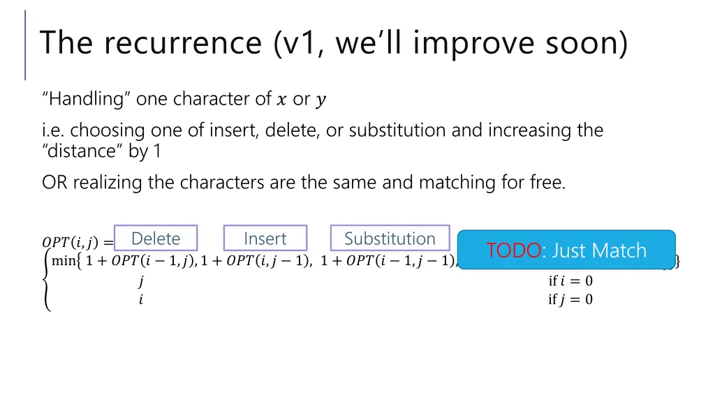 the recurrence v1 we ll improve soon