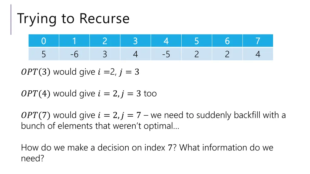 trying to recurse