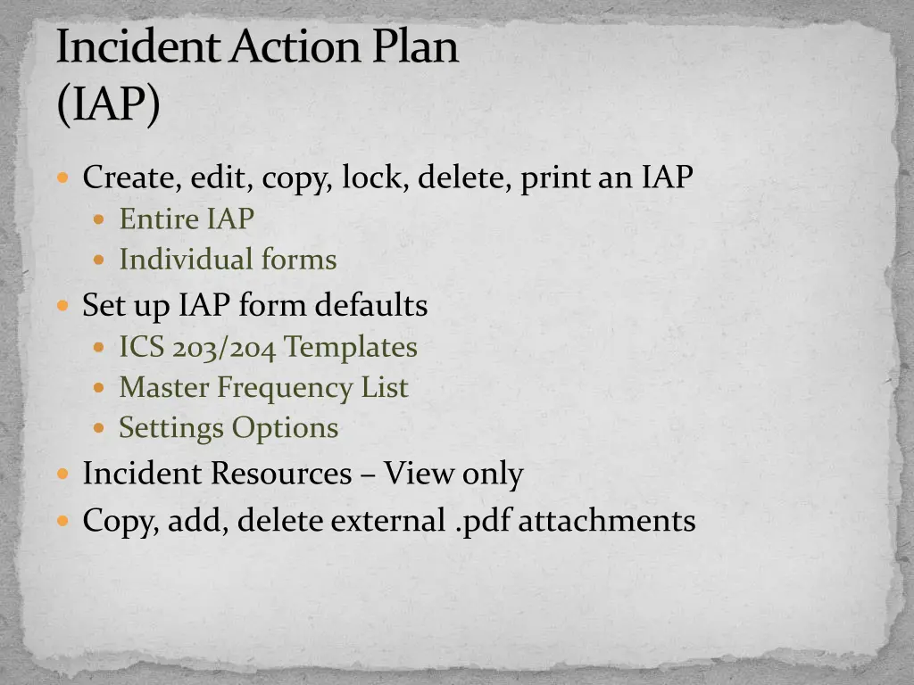 incident action plan iap