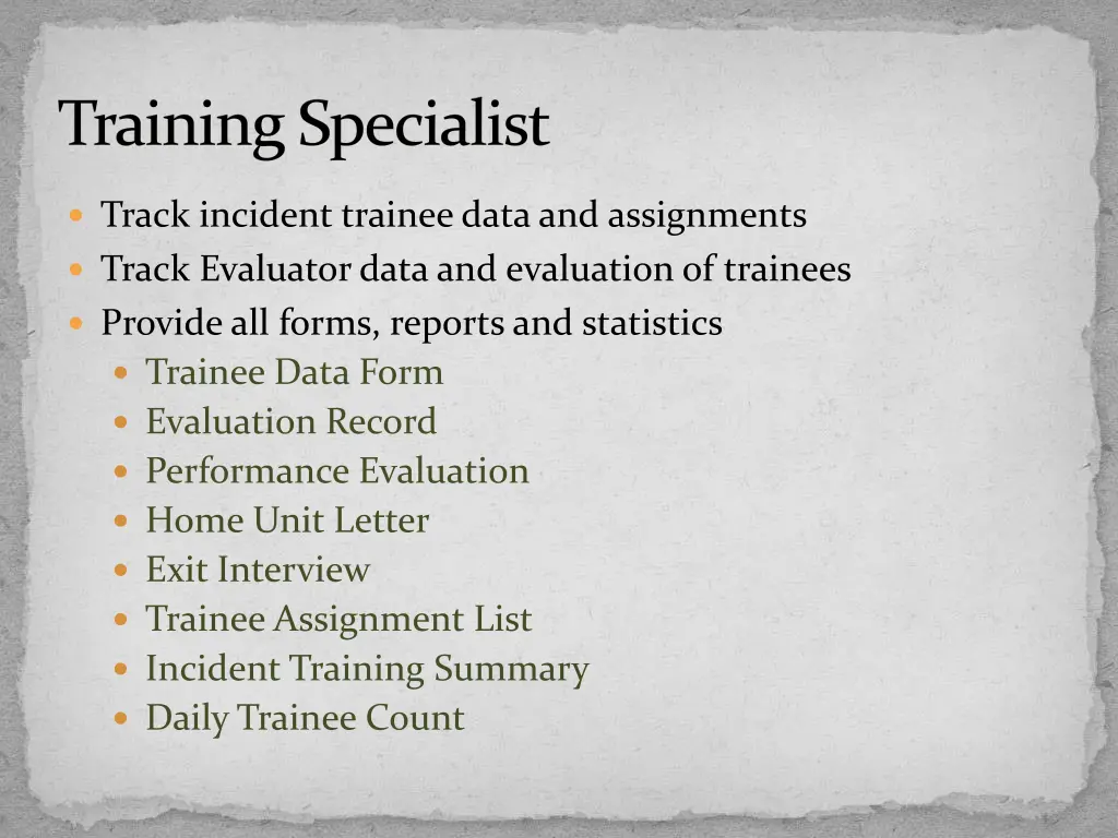 training specialist