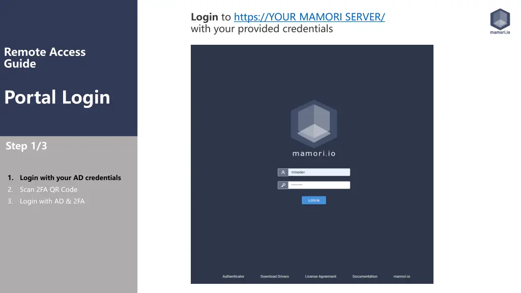 login to https your mamori server with your