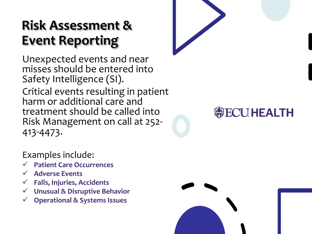 risk assessment event reporting