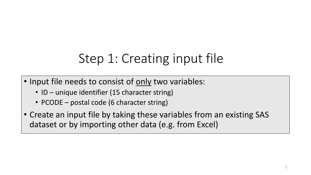 step 1 creating input file