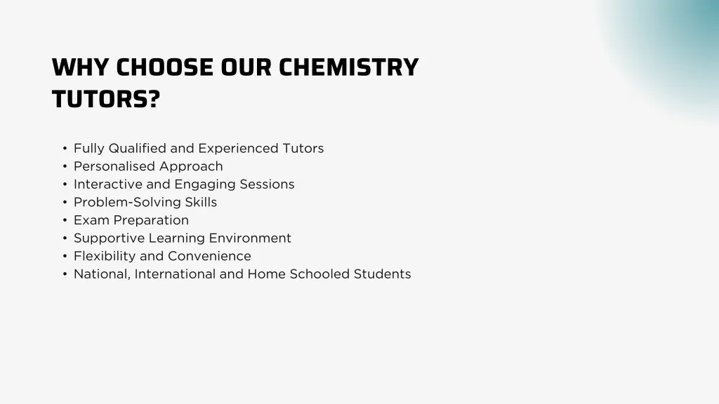 why choose our chemistry tutors