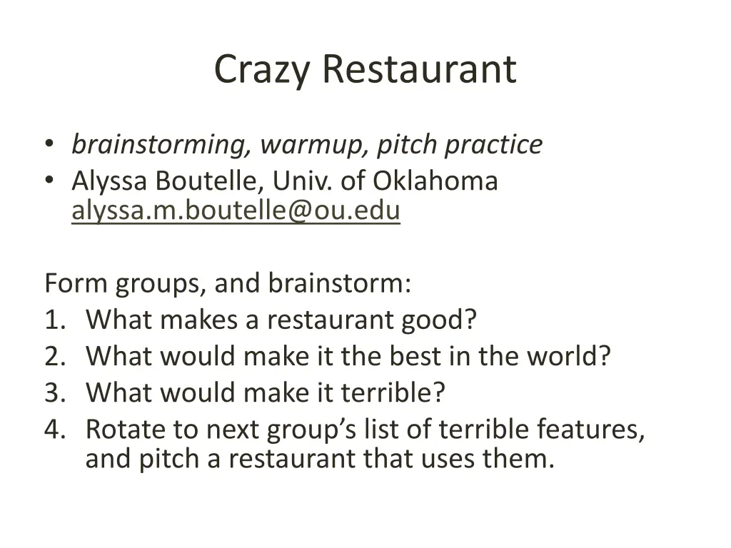 crazy restaurant