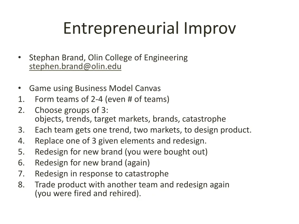 entrepreneurial improv